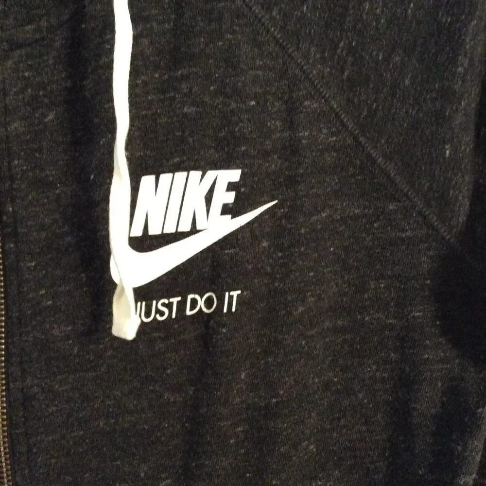 Nike black hoodie Just Do It womens zip front Medium M stretch